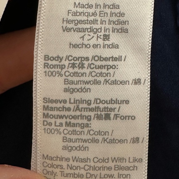 Madewell Shirred Balloon-Sleeve Top Button Front Blouse Navy Blue Size Large - Picture 8 of 10